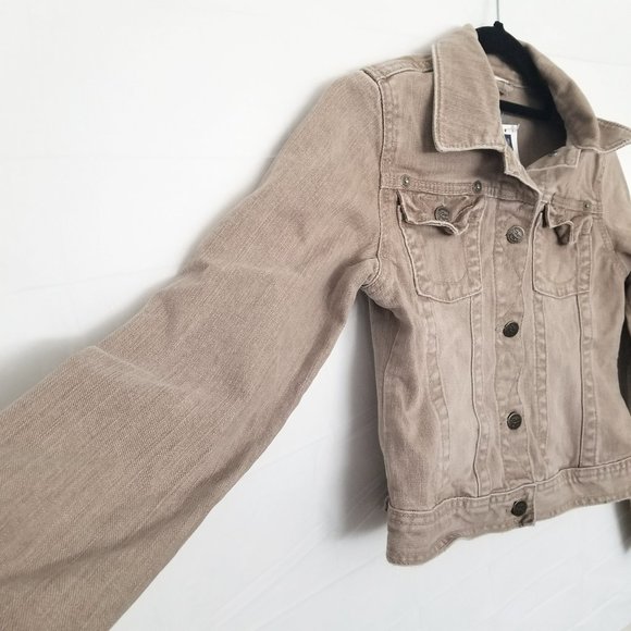 Girls GAP KIDS Youth L(10) Beige Tan Denim Button-Up Long Sleeve Jacket Pockets - Picture 4 of 13
